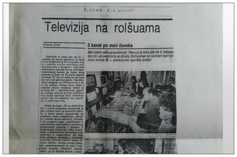 Nemogući zadatak je uspešno ostvaren. Treći kanal krenuo je 1. jula 1989. godine tačno u 16.00 sati. I još traje. (Biće ukinut 2007. prim. MMJ), Ima izvesne simbolike što je program 3K krenuo sa scene i iz bekstejdža Pozorišta ’’Duško Radović’’, da bi se na kraju leta, uoči početka nove pozorišne sezone. Pošto je nadživeo planirano letnje trajanje ( čak smo ga pomirljivo i nepretenciozno i reklamirali pod sloganom ’’vaša letnja televizija’’ ) preselio u hol Dom pionira